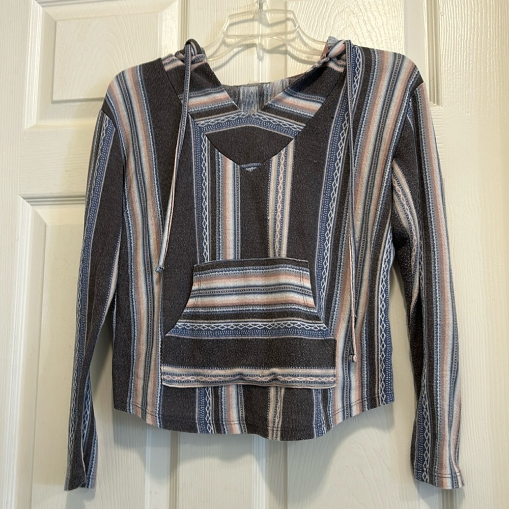 Pullover Baha Shirt (not a jacket) With Hood and Front Pocket
